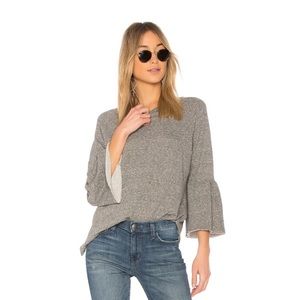 Current/Elliott The Ruffle Sleeve Sweatshirt in Heather Grey Size 2; US Medium